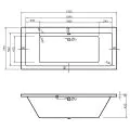 Vasca Angolo Square Double End SUPERCAST 1700x750x550mm 0TH Bath w/Legs - 1
