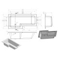 Vasca Angolo L Shape 1700x850x560mm 0TH Shower Bath Pack (LH) - Brushed Brass - 1