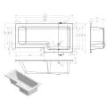 Vasca Angolo L Shape 1700x850x560mm 0TH Shower Bath Pack (RH) - Matt Black - 1