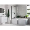 Vasca Angolo L Shape 1700x850x560mm 0TH Shower Bath Pack (LH) - Matt Black - 0