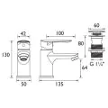 Bristan Opus Basin Mixer with Clicker Waste OPS BAS C - 1