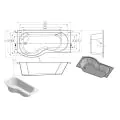 Vasca Bello P Shape SUPERCAST 1700x850x560mm 0TH Shower Bath Pack (LH) - 1