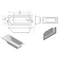 Vasca Lento D Shape Single End 1700x700x550mm 2TH Bath w/Legs - 1