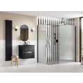 Envy Trend 900mm Fluted Wetroom Panel & Side Panel Arm - Black - 0