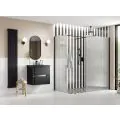 Envy Trend 900mm Fluted Wetroom Panel & Side Panel Arm - Black - 0