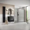 Envy Trend 1200mm Fluted Wetroom Panel & Support Arm - Black - 0