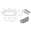 Vasca Giorno Back To Wall SUPERCAST 1700x750x600mm 0TH Bath w/Legs - 1
