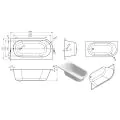 Vasca Mattina J Shape 1500x725x600mm 0TH Bath w/Legs (RH) - 1