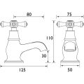 Bristan Colonial Bath Taps Chrome (Pair) K 3/4 C - 1