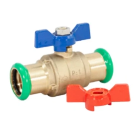 Pegasus Pressfit Butterfly Ball Valve (Water) Blue & Red Handle 22mm 435004