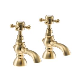 Abode Sentiment Bath Pillar Taps Brushed Brass AB2692 