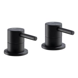 Abode Harmonie Round Bath Filler Panel Valves (Pair) Matt Black AB2749