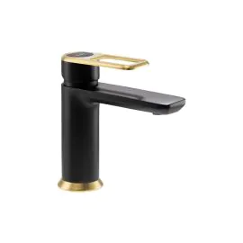 Abode Levarto Basin Mixer Matt Black & Brass AB2780