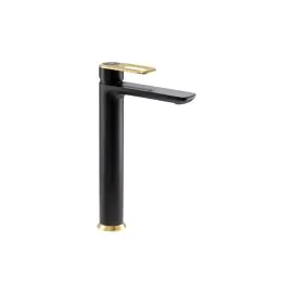 Abode Levarto Tall Basin Mixer Matt Black & Brass AB2785
