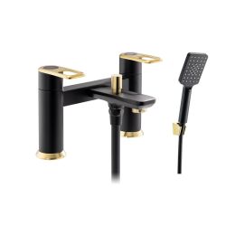 Abode Levarto Deck Mounted Bath Shower Mixer Matt Black & Brass AB2800