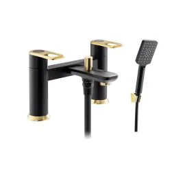 Abode Levarto Deck Mounted Bath Shower Mixer Matt Black & Brass AB2800