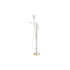Abode Levarto Floor Standing Bath Shower Mixer Matt White & Brass AB2806