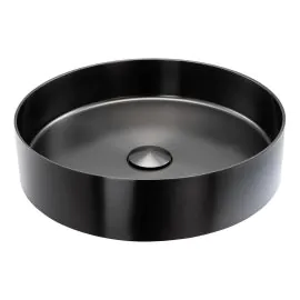 Abode Iox 375mm Round Steel Basin - PVD Black ABB1002