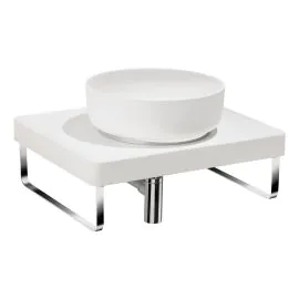 Abode Tableau/Cava Shelf & Round Basin Set - Chalk White w/Chrome Finishes ABP1001