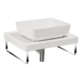 Abode Tableau/Cava Shelf & Tablet Basin Set - Chalk White w/Chrome Finishes ABP1004