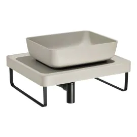 Abode Tableau/Cava Shelf & Tablet Basin Set - Pebble Grey w/Matt Black Finishes ABP1006