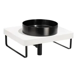 Abode Tableau/Iox Shelf & Round Basin Set - Chalk White w/Matt Black Finishes ABP1008