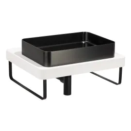 Abode Tableau/Iox Shelf & Tablet Basin Set - Chalk White w/Matt Black Finishes ABP1011
