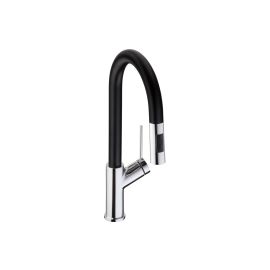 Abode Virtue Nero Kitchen Mixer Tap w/Pull Out Chrome AT1244