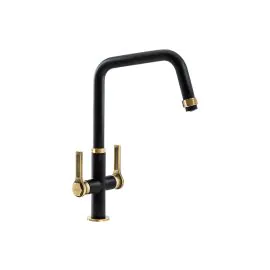 Abode Hex Monobloc Mixer Tap Antique Brass & Matt Black AT2179