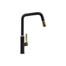 Abode Hex Single Lever Mixer Tap w/Pull Out Antique Brass & Matt Black AT2181