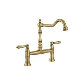 Abode Mayenne Bridge Mixer Tap Antique Brass AT2234