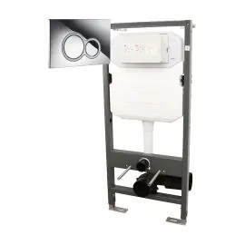 Abacus Essentials Wall Mounted 1.14m WC Frame with Dual Flush Cistern & Iso Press Panel ATFR-KT05-1011