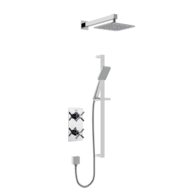 Bristan Cruzar Concealed Shower with Fixed Head and Flexible Riser Kit Chrome CRU C SHWR PK 