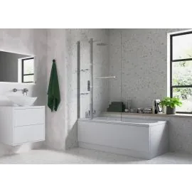 Vasca 1000x1500mm Two Panel Folding Bath Screen (6mm) - Chrome
