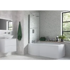 Vasca 760x1500mm P Shape Bath Screen (6mm) - Chrome