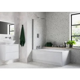 Vasca 800x1400mm Radius Bath Screen (6mm) - Chrome