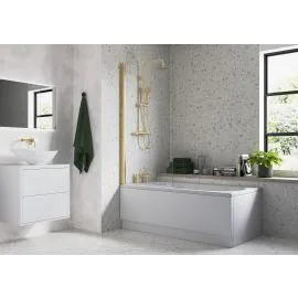 Vasca 800x1400mm Square Bath Screen (6mm) - Brushed Brass