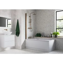 Vasca 800x1500mm Single Straight Bath Screen (6mm) - Brushed Bronze