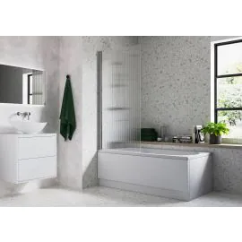 Vasca Fluted 800x1500mm Single Straight Bath Screen (5mm) - Chrome