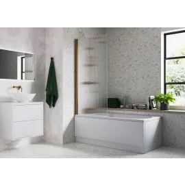 Vasca Fluted 800x1500mm Single Straight Bath Screen (5mm) - Brushed Bronze