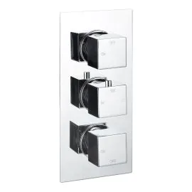 Vasca Cosmo Thermostatic Two Outlet Triple Shower Valve - Chrome