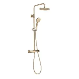 Vasca Urus Round Thermostatic Bar Mixer w/Riser Kit - Brushed Brass