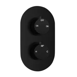 Vasca Urus Thermostatic Two Outlet Twin Shower Valve - Matt Black