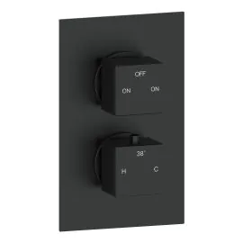 Vasca Cosmo Thermostatic Two Outlet Twin Shower Valve - Matt Black