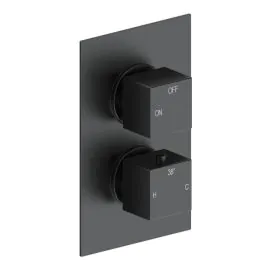 Vasca Cosmo Thermostatic Single Outlet Twin Shower Valve - Matt Black