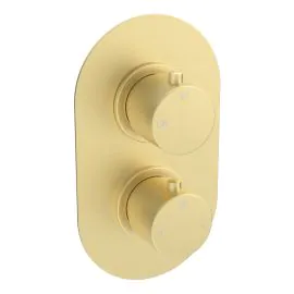 Vasca Urus Thermostatic Single Outlet Twin Shower Valve - Brushed Brass