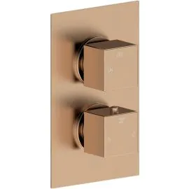 Vasca Cosmo Thermostatic Single Outlet Twin Shower Valve - Brushed Bronze