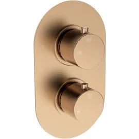 Vasca Urus Thermostatic Single Outlet Twin Shower Valve - Brushed Bronze