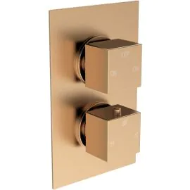 Vasca Cosmo Thermostatic Two Outlet Twin Shower Valve - Brushed Bronze