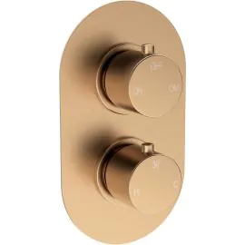 Vasca Urus Thermostatic Two Outlet Twin Shower Valve - Brushed Bronze